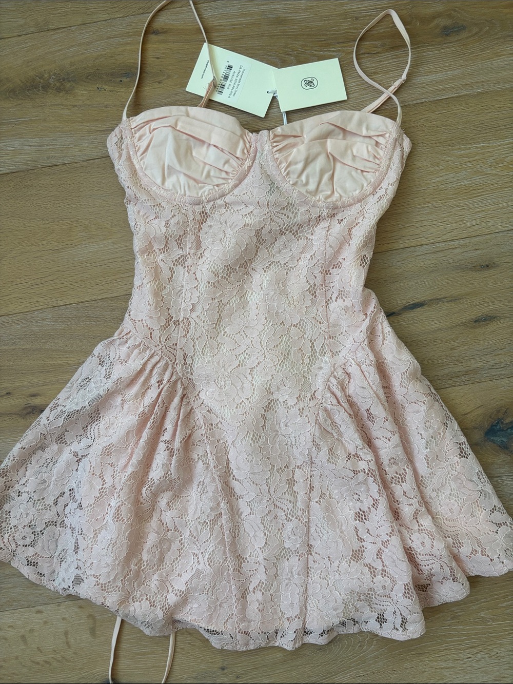 Peppermayo Lace Mini Dress in Blush